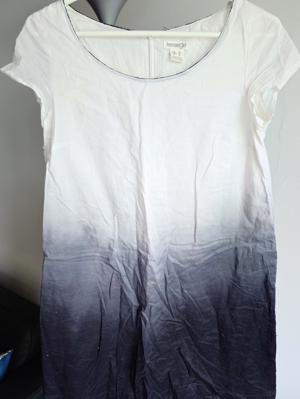 kensieGirl Ombre Scoop Neck Tunic Dress - White to Charcoal